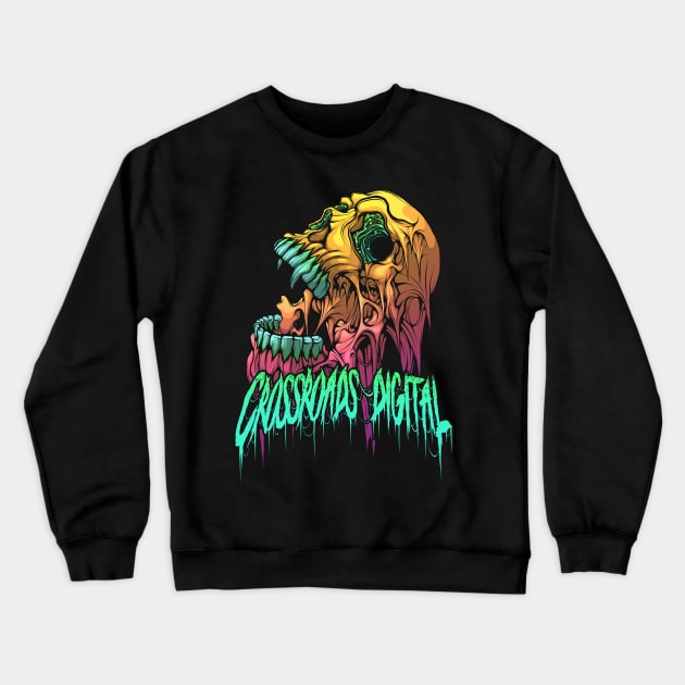 Dripping Skull Crewneck Sweatshirt by Crossroads Digital